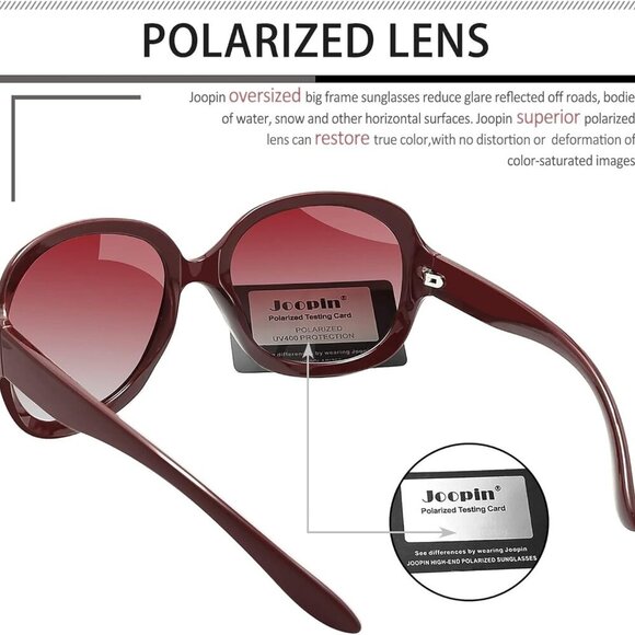 Oversized Womens Sunglasses Polarized UV400 Butterfly Large Shades for Driving - Picture 5 of 6